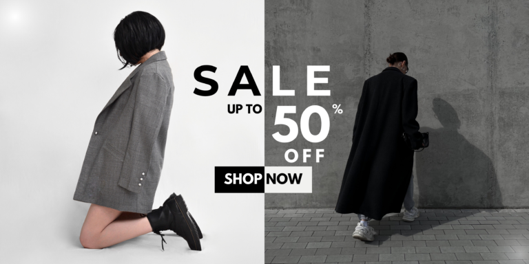 black white simple fashion sale banner landscape